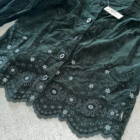 NWT Madewell Embroidered Eyelet Corduroy Tie-Sleeve Top - Picture 7 of 15